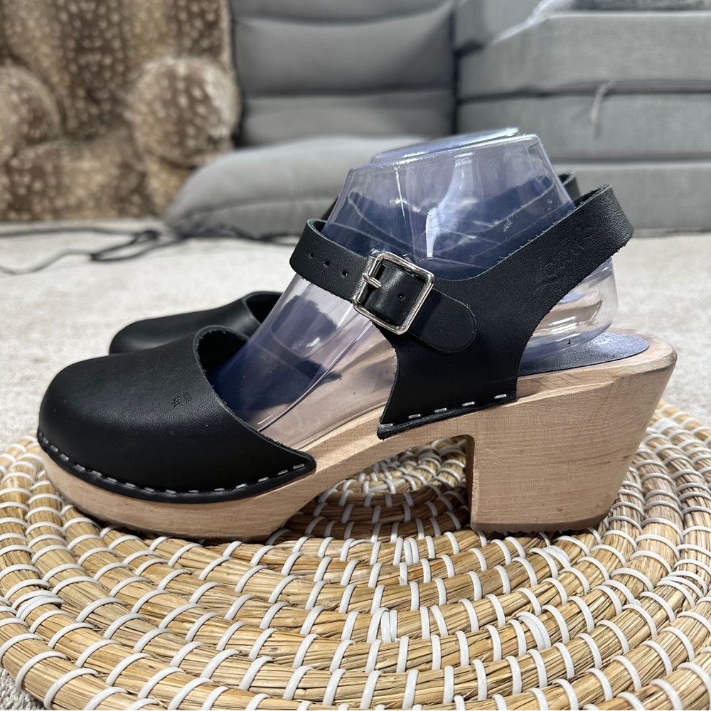 Lotta from Stockholm Women’s Highwood Mary Jane Leather Clogs in Black EU 42 - Picture 6 of 15
